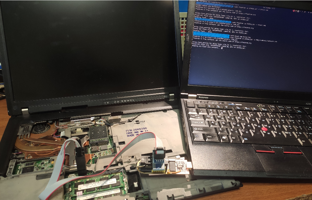 Процесс прошивки ThinkPad T60 при помощи X230